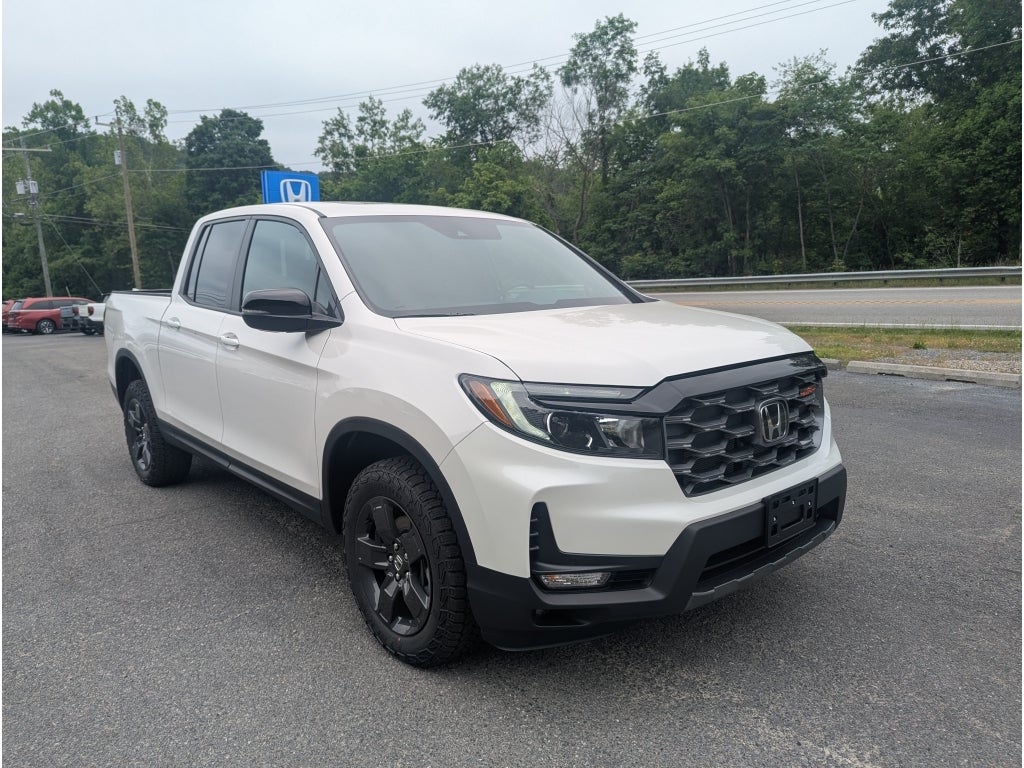 2026 Honda Ridgeline TrailSport in Platinum White Pearl — front three-quarter view
