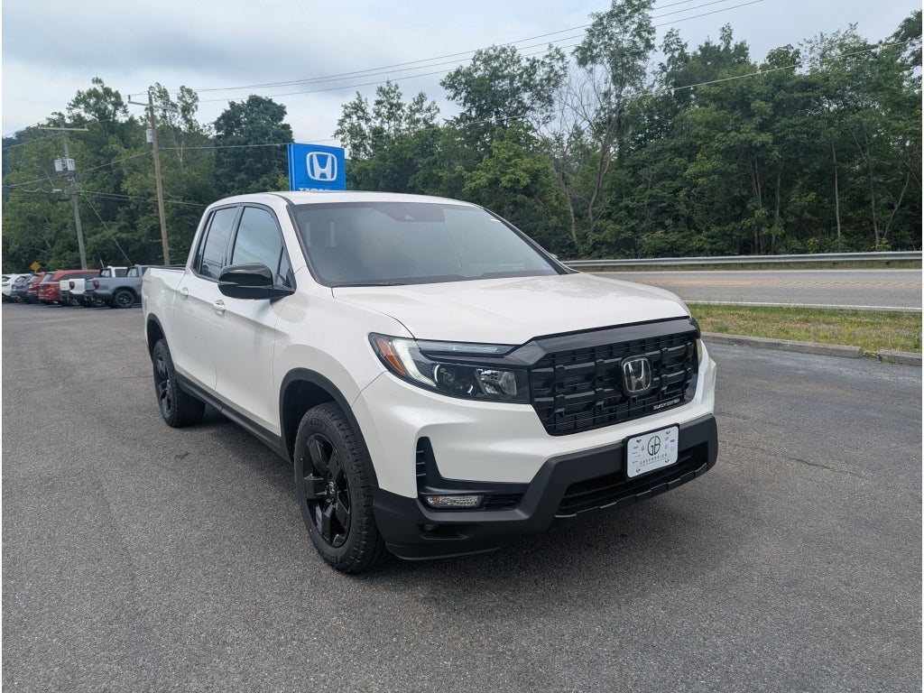 2026 Honda Ridgeline Black Edition in Platinum White Pearl — front three-quarter view